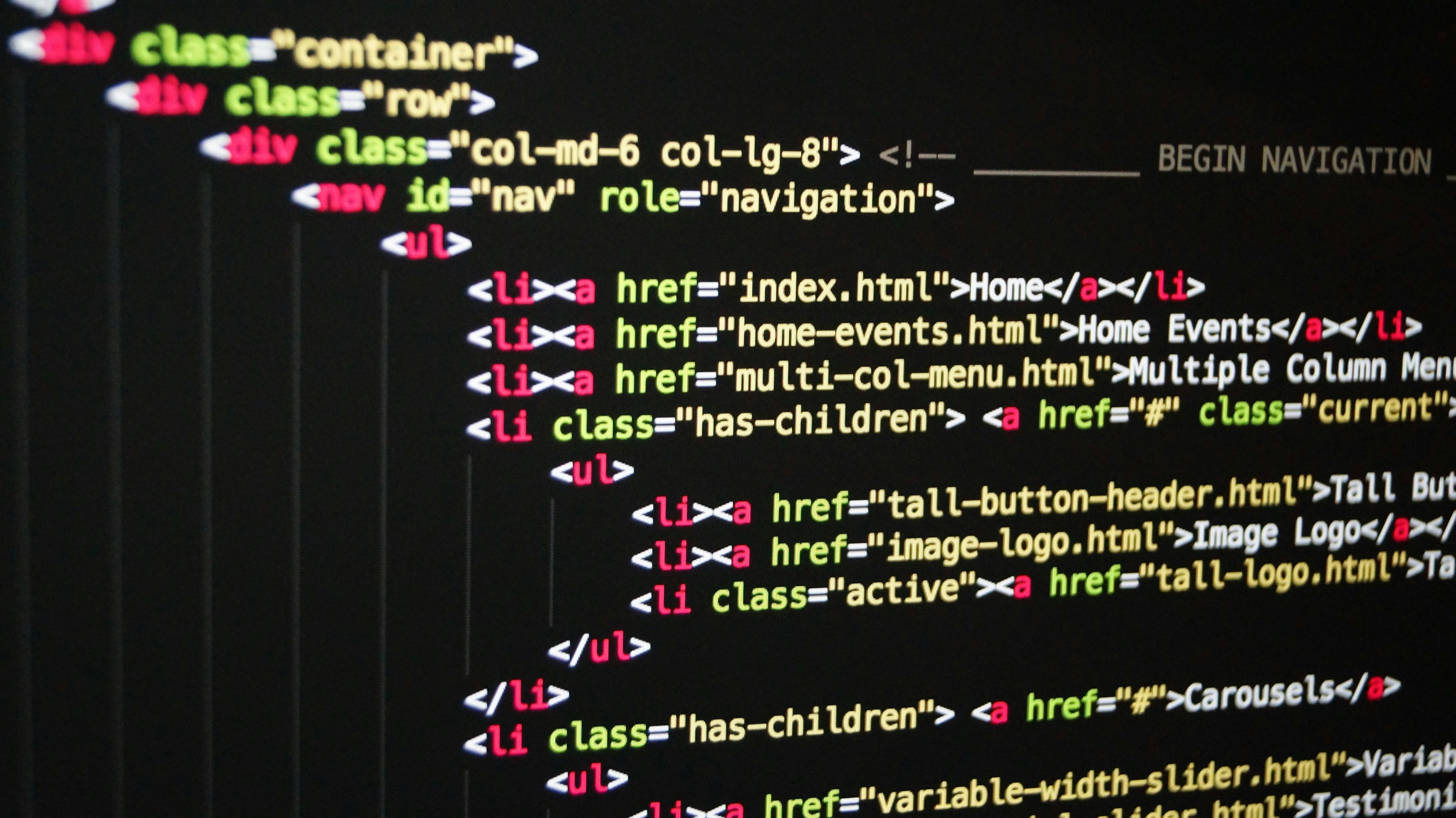 Imagem de fundo com código de HTML.