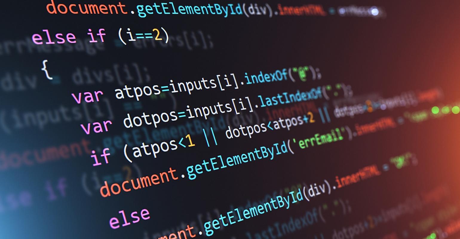 Imagem de fundo com código de JavaScript.